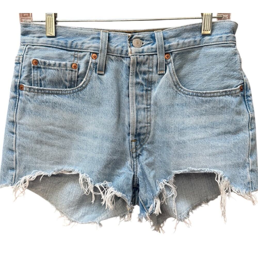 Levi's Denim Shorts Women's 26 Light Blue 501 Premium Button Fly Cutoff Cotton